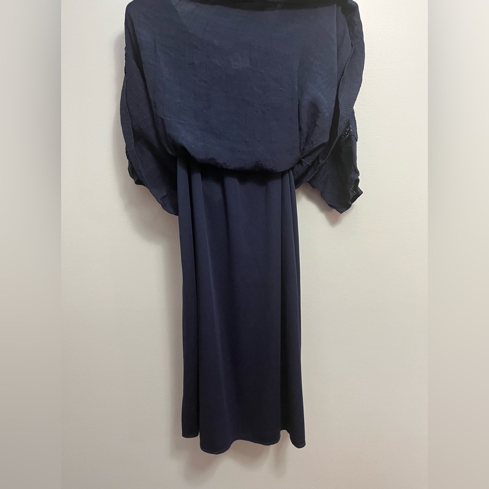 Naïf Anthropologie women's Medium Navy blue bohemian dress 3/4 sleeve - Picture 3 of 5
